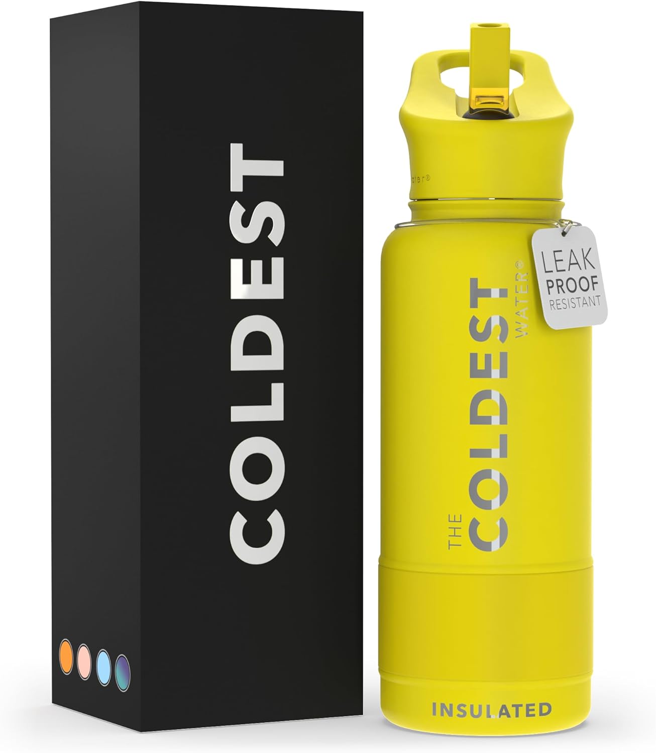 Coldest Insulated Water Bottle with Straw Lid - 32 oz Durable Design