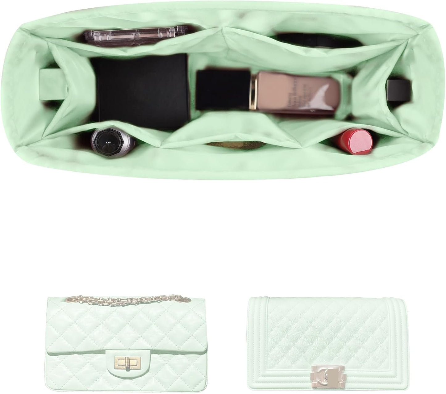 Purse Insert for Chanel Boy Large Bags - Satin Organizer