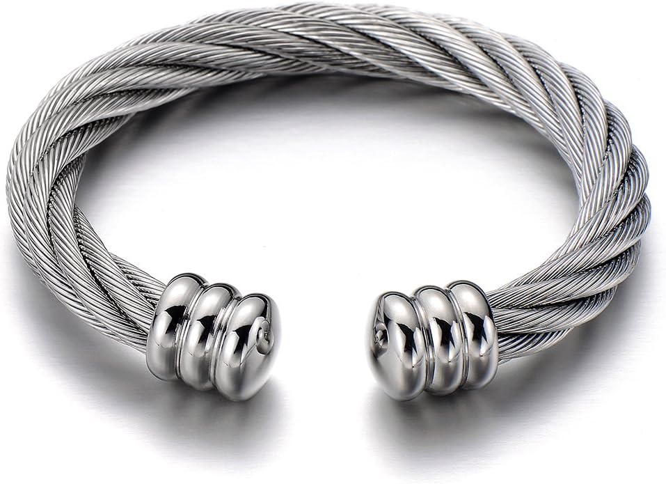 Adjustable Twisted Steel Bangle for Stylish Men & Women