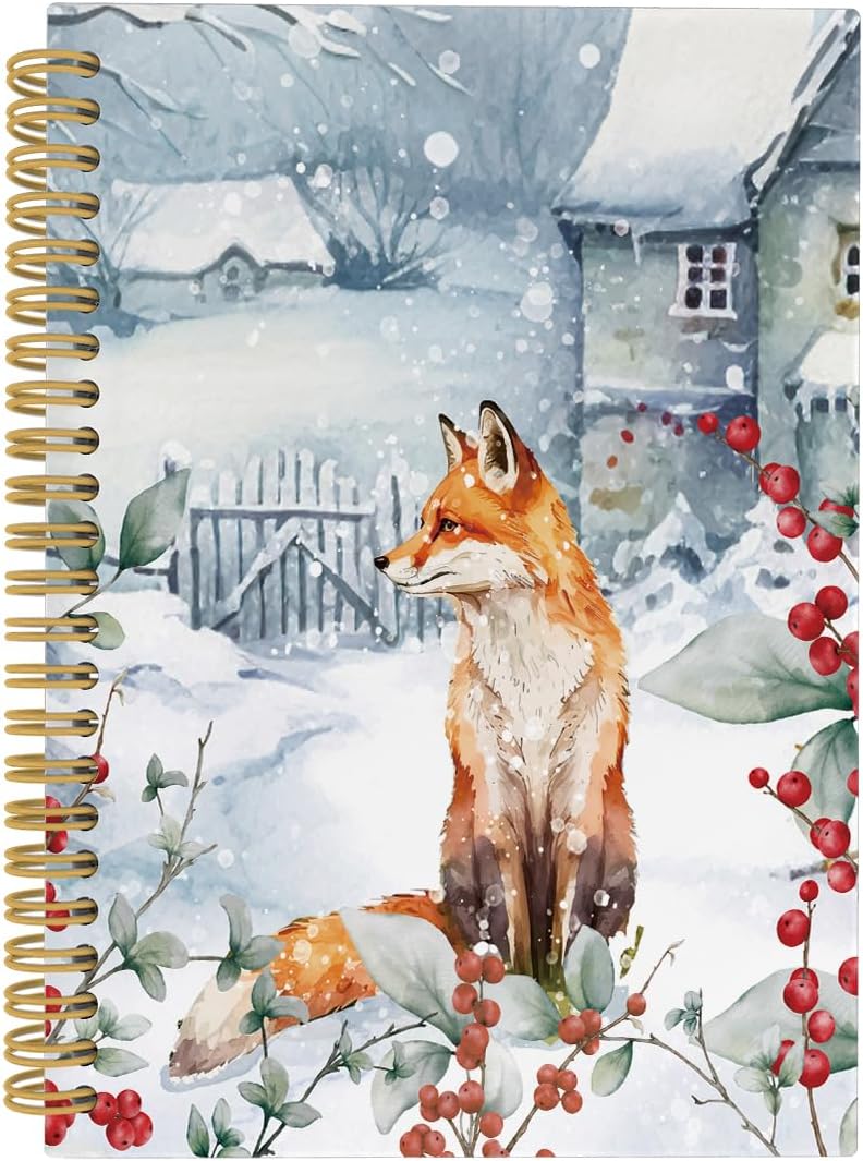 Christmas Fox Journal, Lined Notebook Gift 164pgs, ANIANG