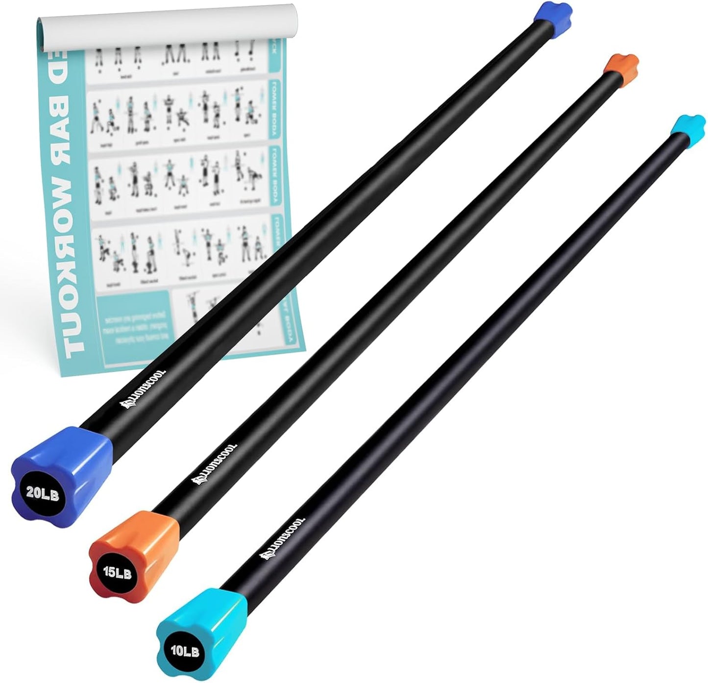 LIONSCOOL Workout Weighted Bar Set for Body Sculpting and Toning