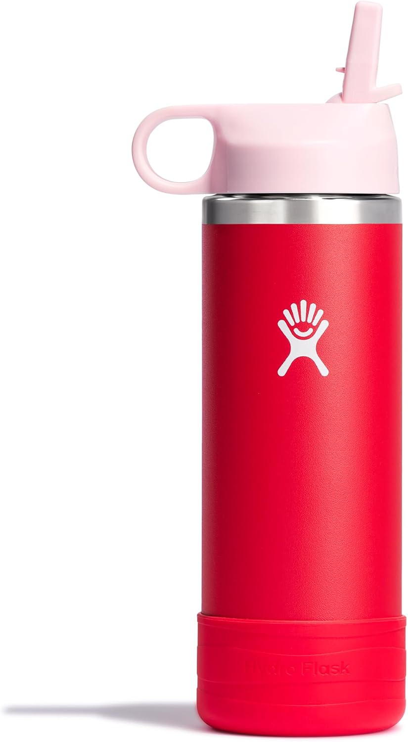 Hydro Flask Kids 18 Oz Water Bottle with Straw Cap and Boot