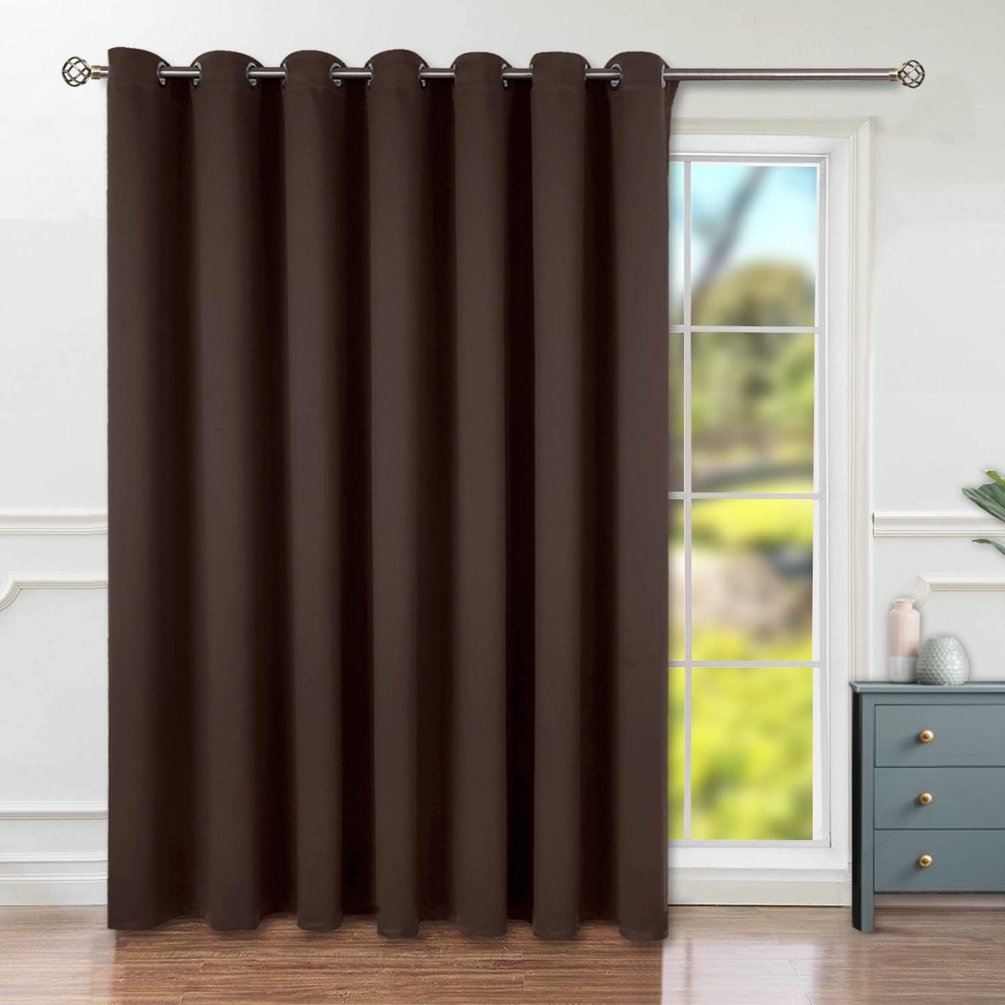 BGment Brown Sliding Door Curtain for Room Darkening Privacy