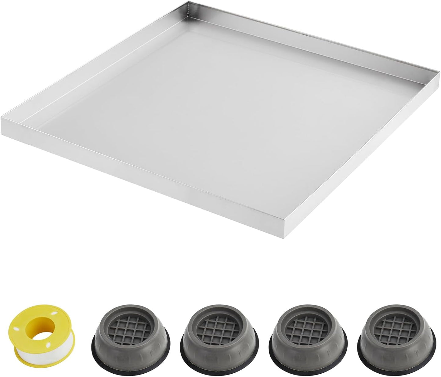 GarveeTech 36x36x2 Stainless Steel Washer Pan + Anti-Vibration Feet