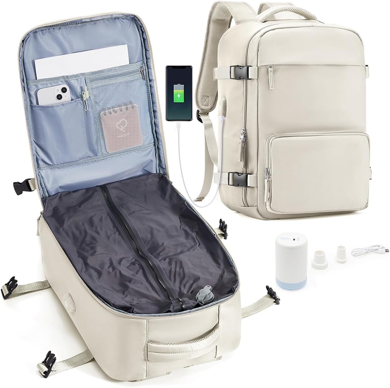 Vacuum Travel Backpack with Pump for Compression and Organization