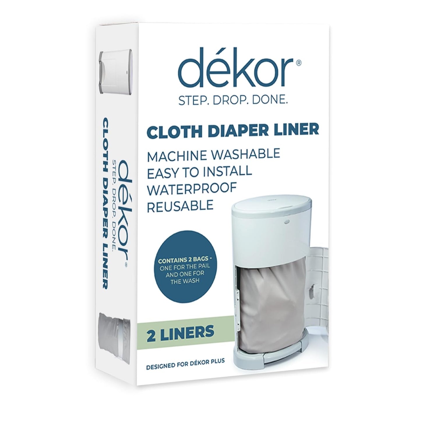 Diaper Dekor Cloth Liner | Easy Install | Fits Dekor Plus | Gray | Machine Wash