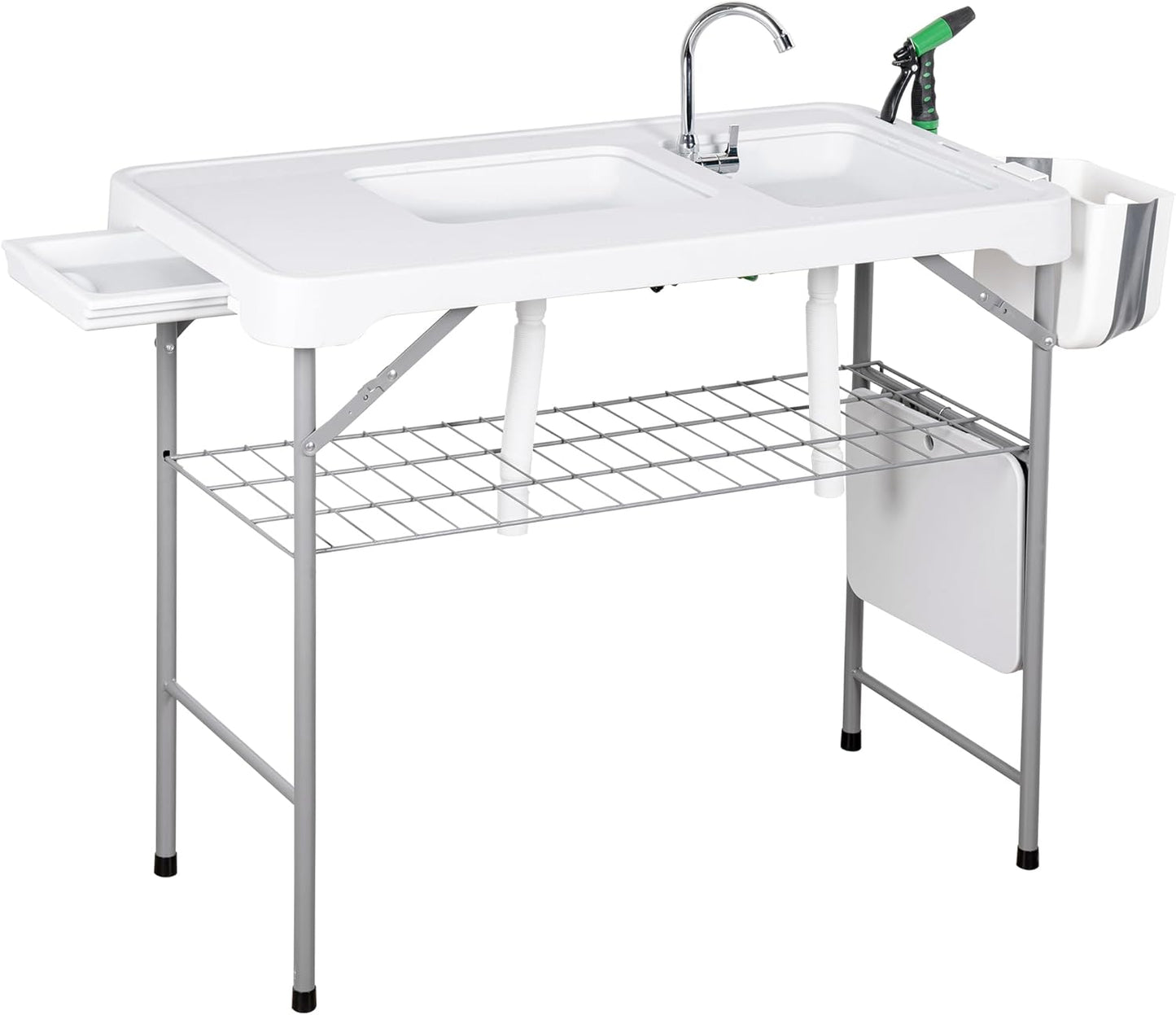 Allpop Fish Cleaning Table with 2 Sinks & Foldable Faucet