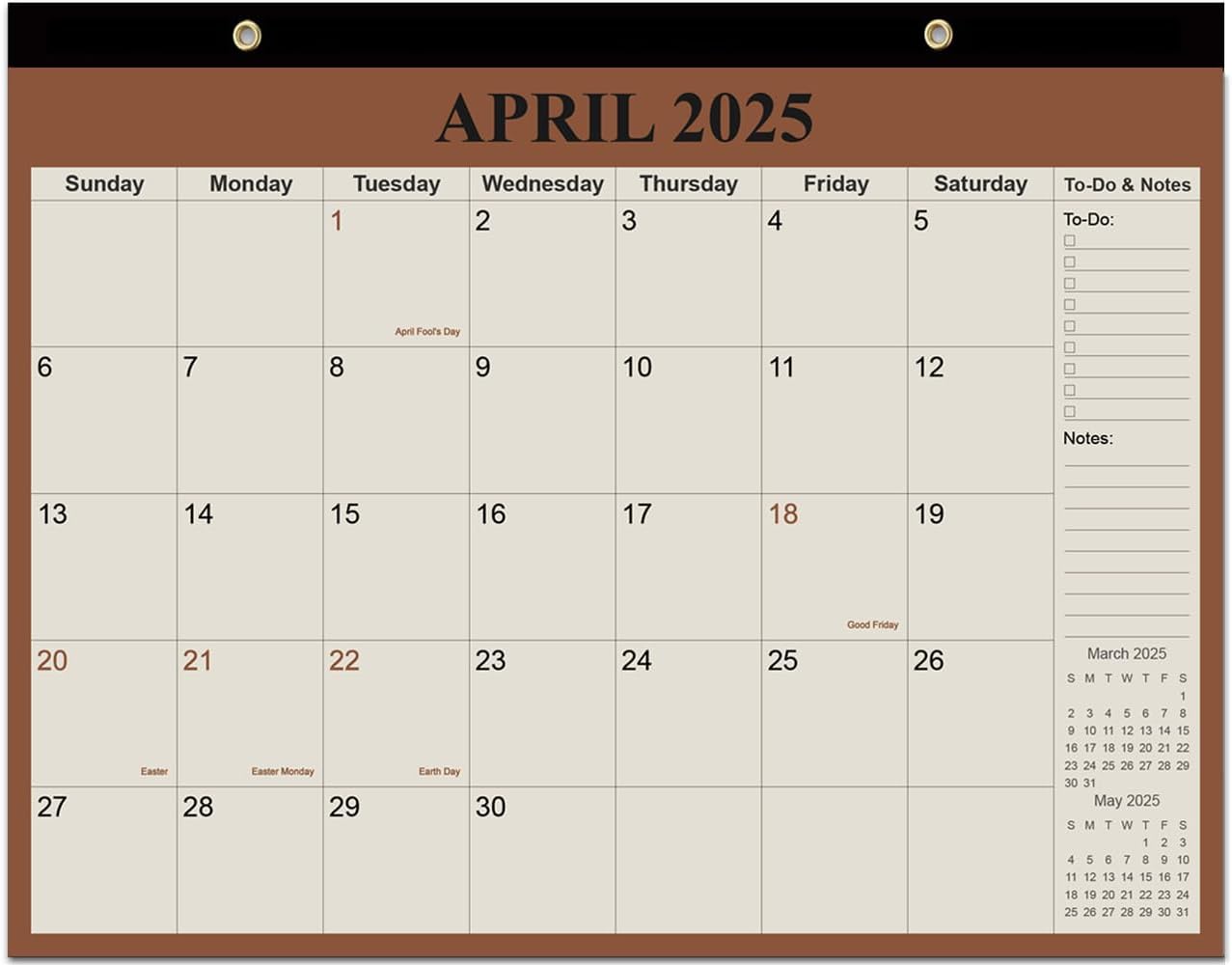 2025-2026 Desk Calendar: 15-Months Organizing for Office & Home, Thick Paper, Beige - 14 x 11