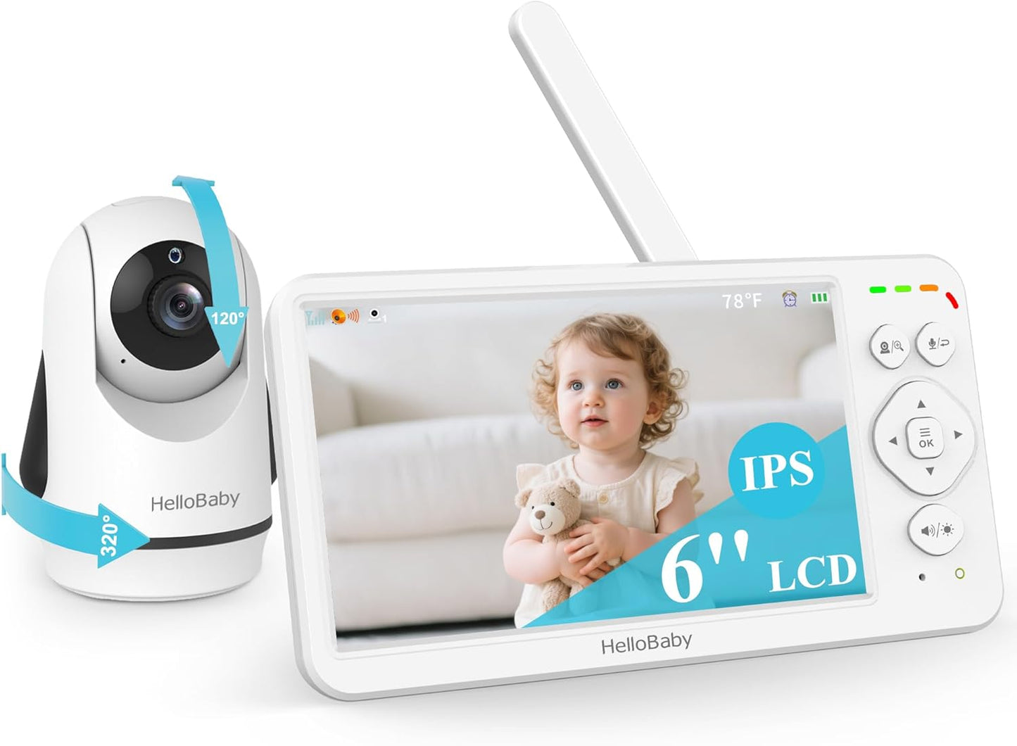 HelloBaby Baby Monitor with 6-Inch Screen and Night Vision
