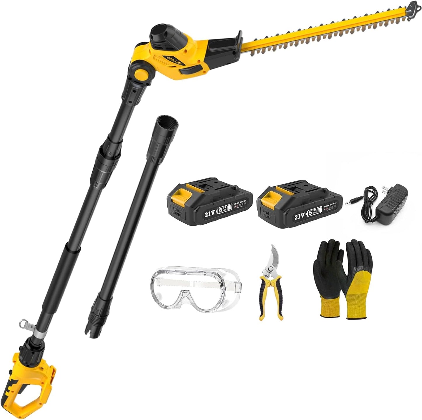 Pole Hedge Trimmer Cordless with 9-Feet Reach and Extension