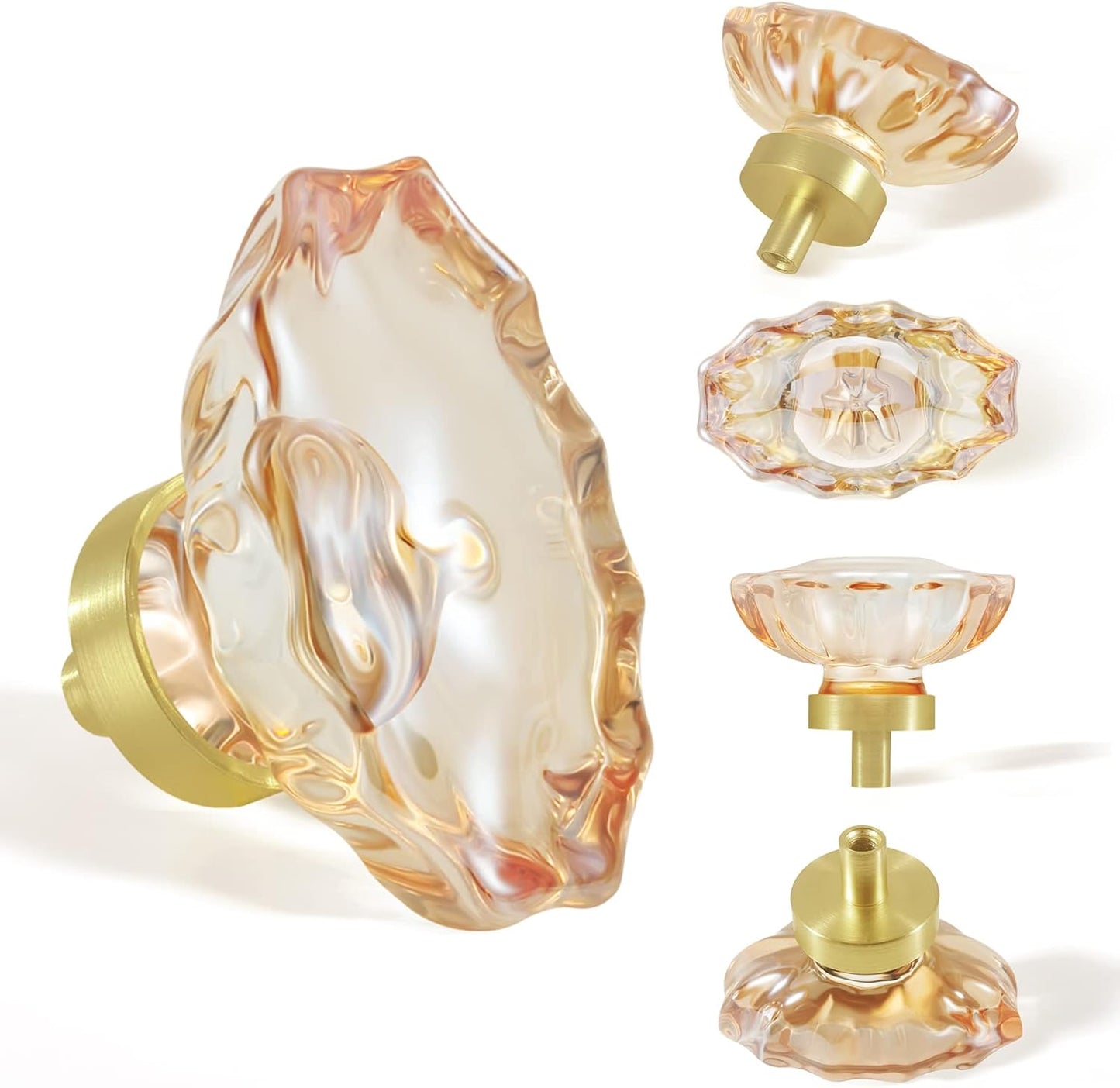 16 Pack Champagne Crystal Knobs for Dresser Drawer and Cabinet