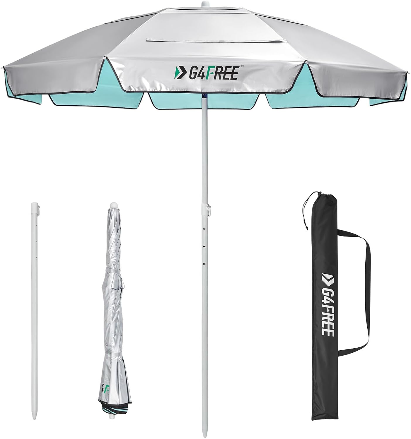 G4Free Heavy Duty Beach Umbrella with UPF 50+ Protection