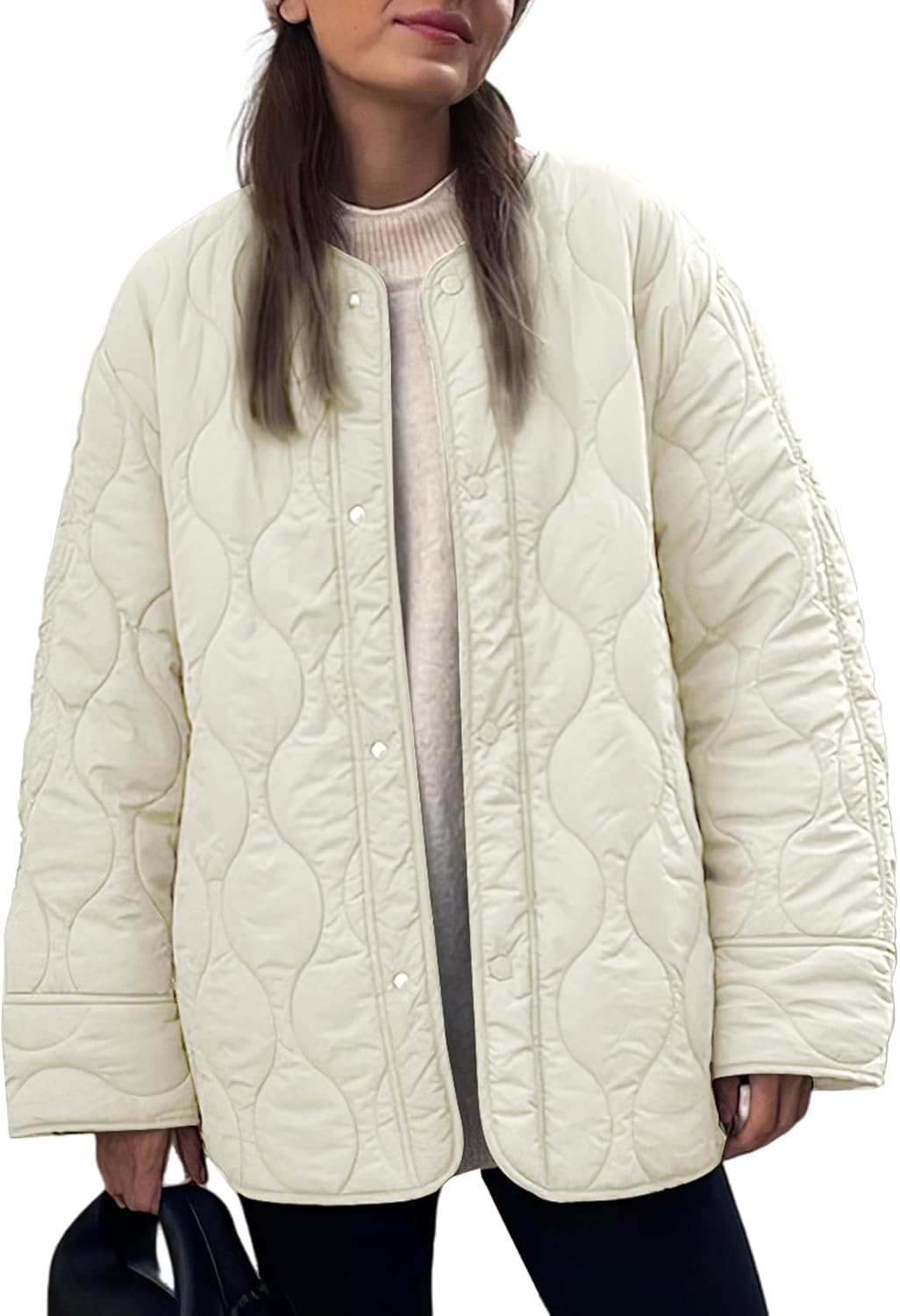 PEHMEA Women's Oversized Lightweight Quilted Jacket for Fall
