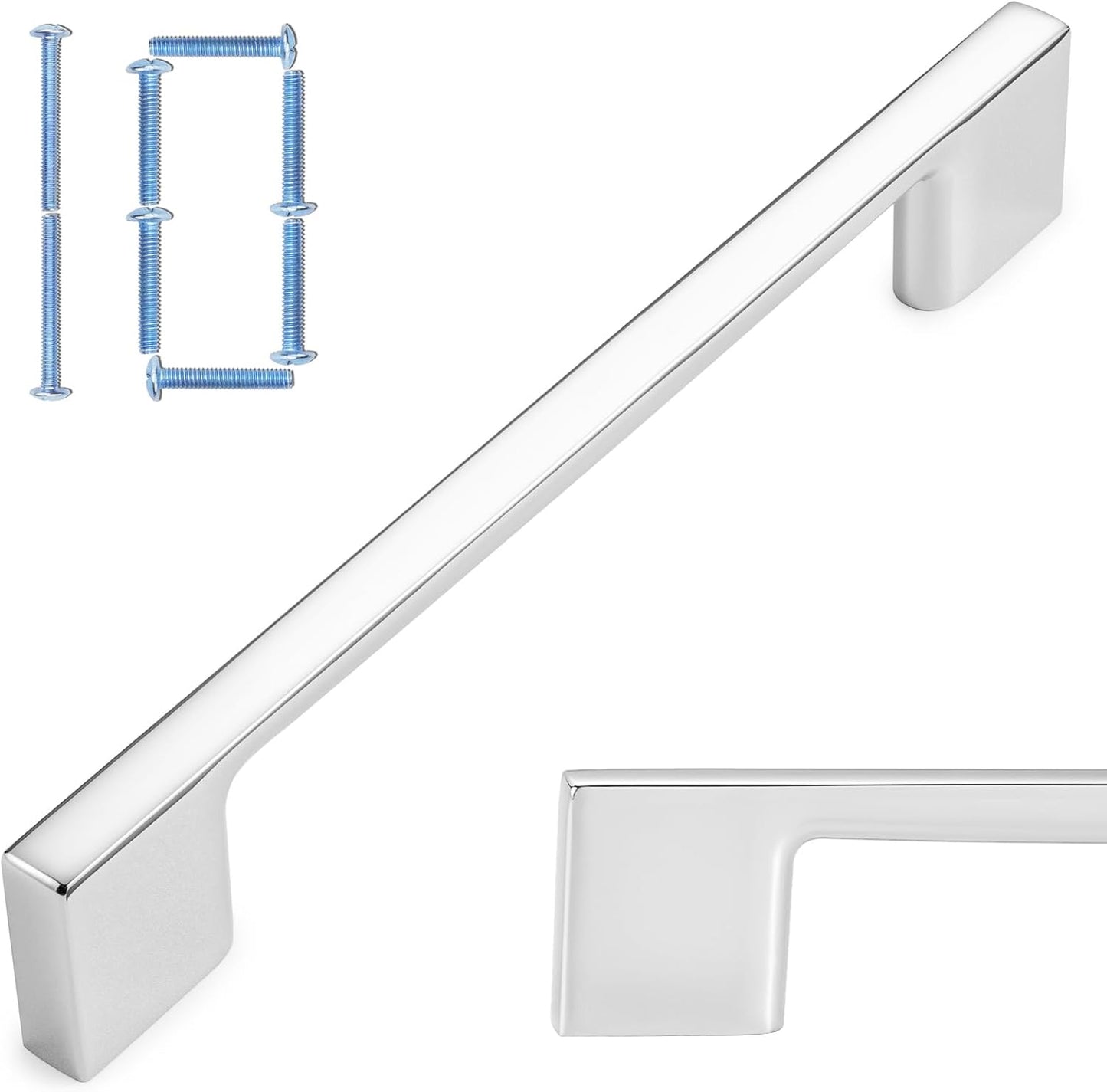 KOOFIZO Wide Foot Cabinet Bar Pull - Chrome Modern Solid Handle