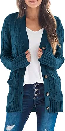 ZESICA Women's Cable Knit Cardigan Sweater for Fall Style