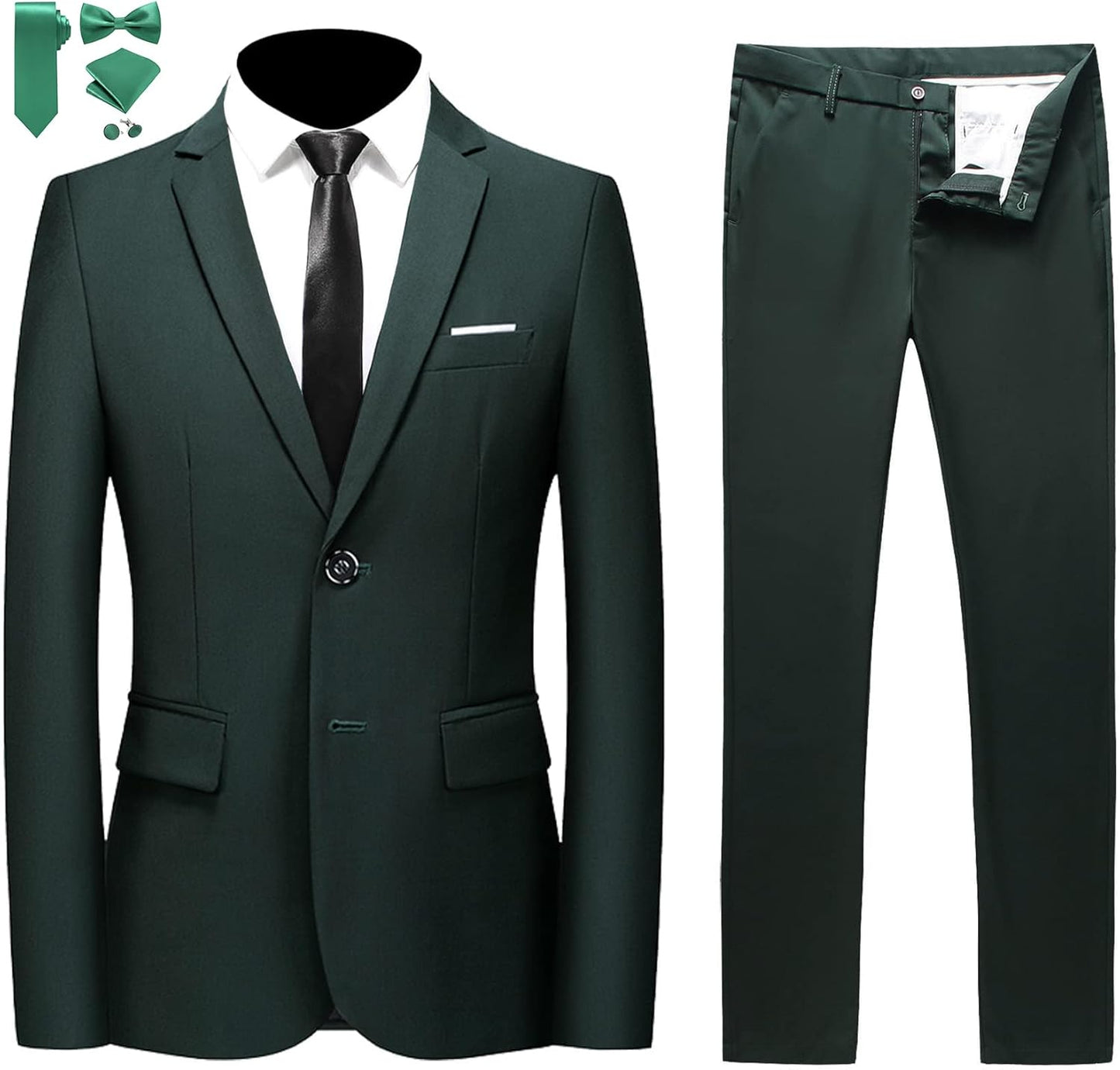 MOGU Mens Slim Fit Suit 2 Piece Tuxedo for Weddings and Prom