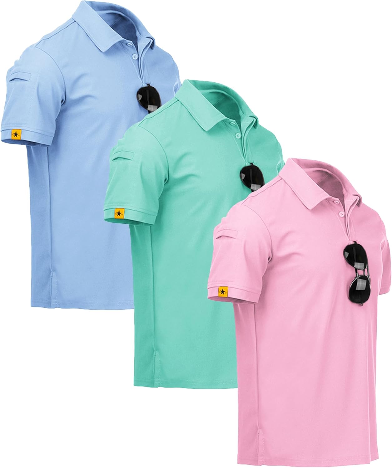 ZITY 3 Pack Mens Polo Shirt Short Sleeve for Sports and Casual Wear