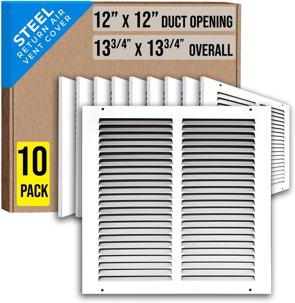 12x12 Steel Return Air Grille for Sidewall and Ceiling Use