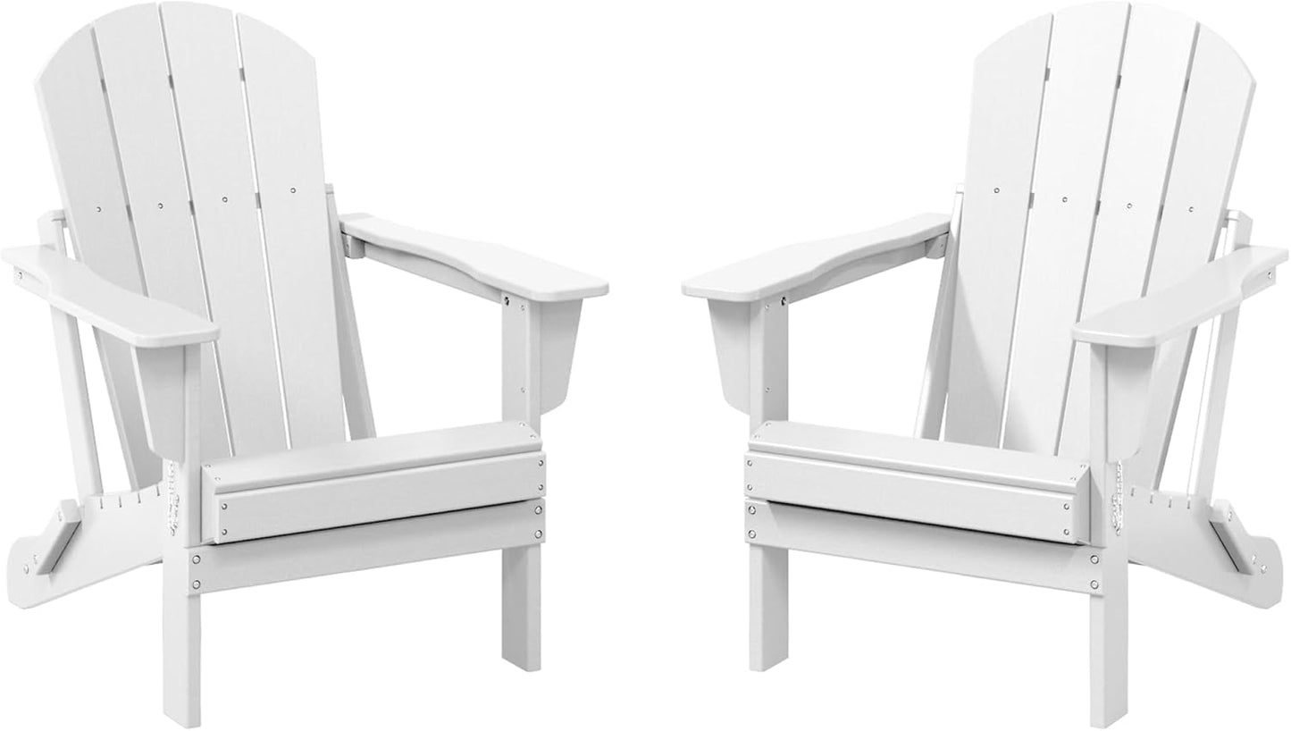 Malibu 2 Piece Set Outdoor Folding Poly Adirondack Chair White