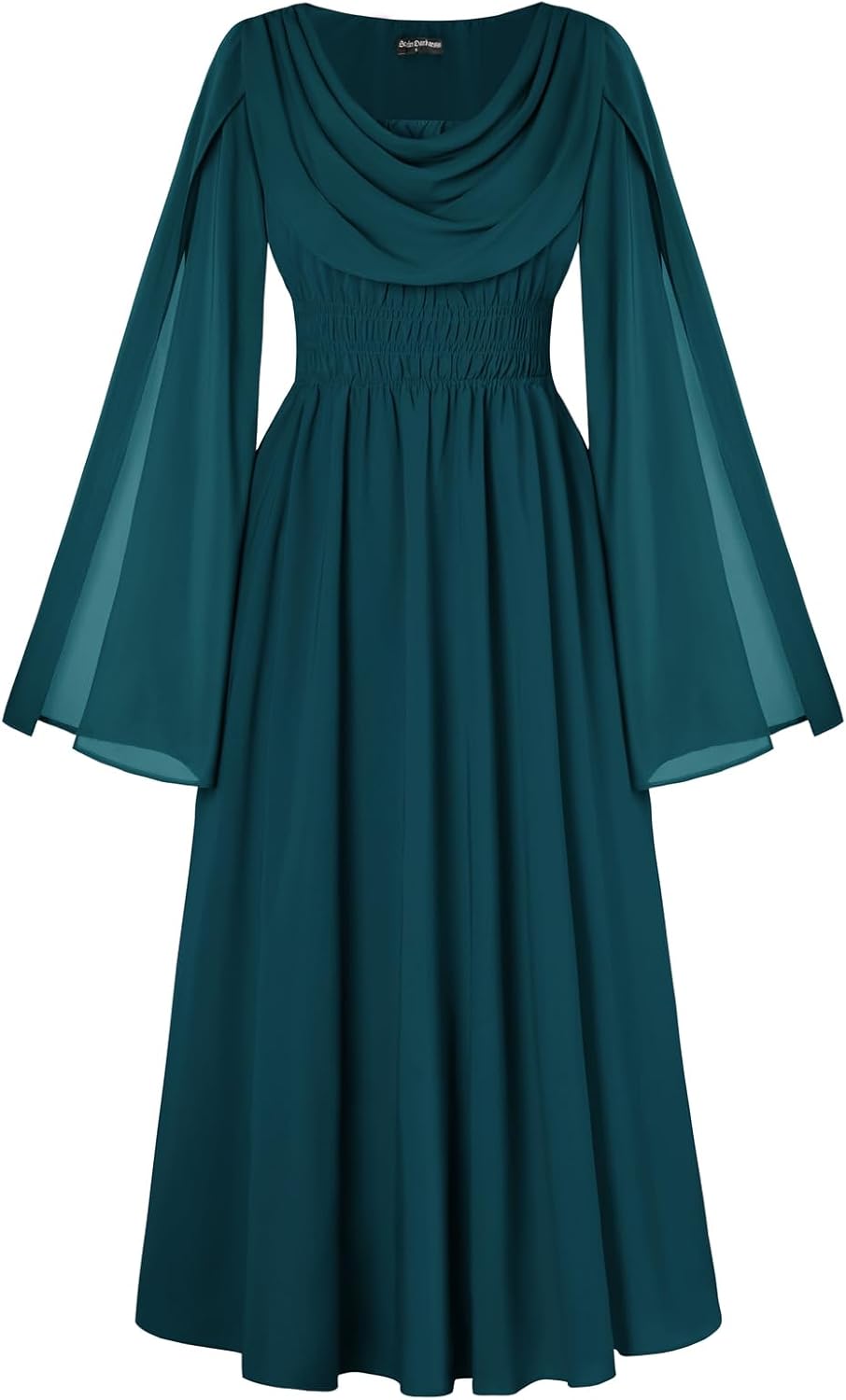 Renaissance Dress for Women with Bell Sleeves and Cowl Neck