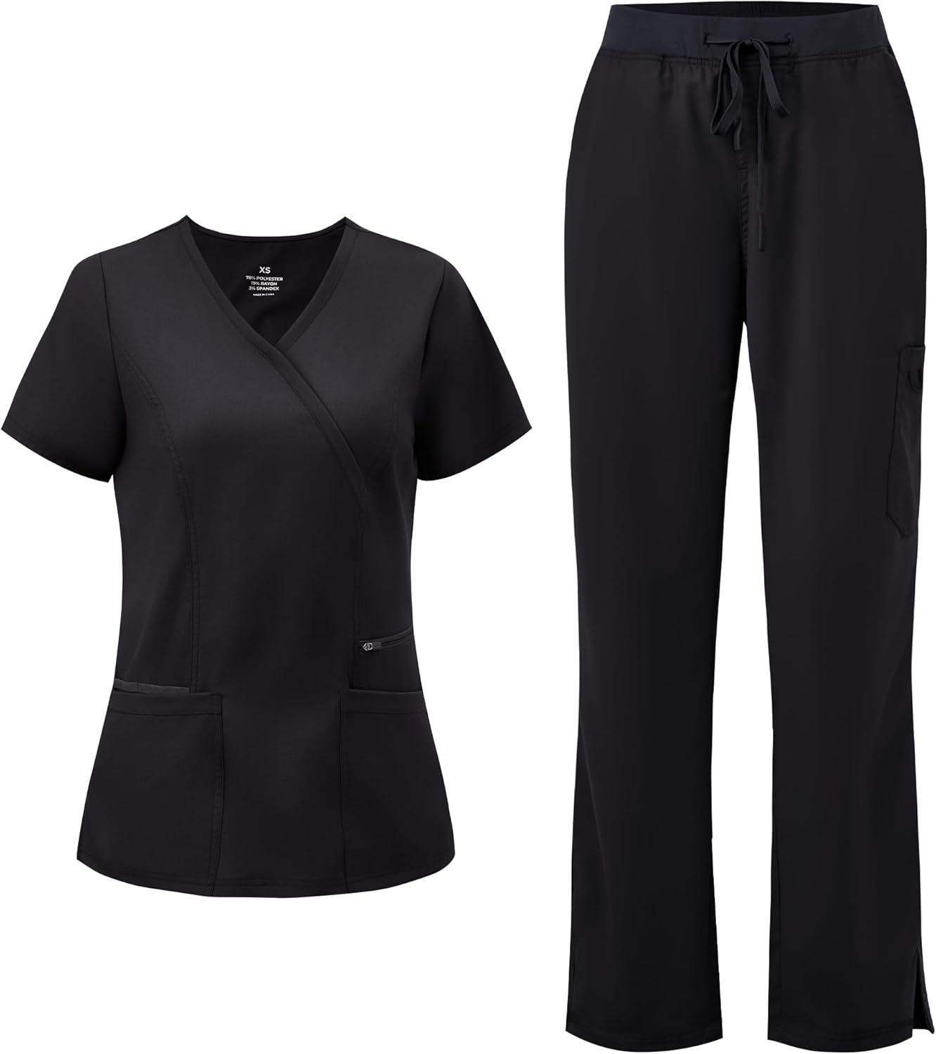 COZYFIT Scrubs for Women - Soft Fabric Mock Wrap Top & Pants