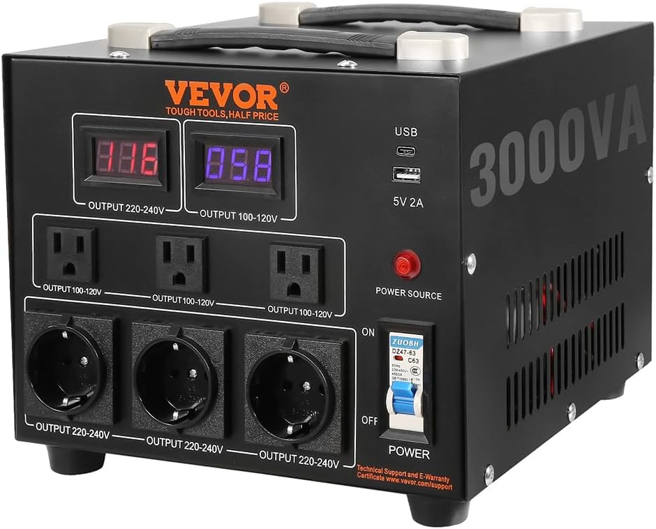 VEVOR 3000W Voltage Converter Transformer for Step Up/Down Use