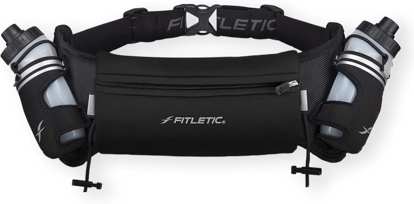 Fitletic Hydration Running Belt with Quick Flow Water Bottles