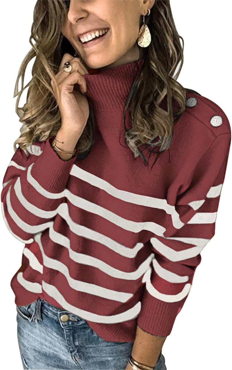 KIRUNDO Fall Sweaters for Women: Trendy Turtleneck Knit Jumper
