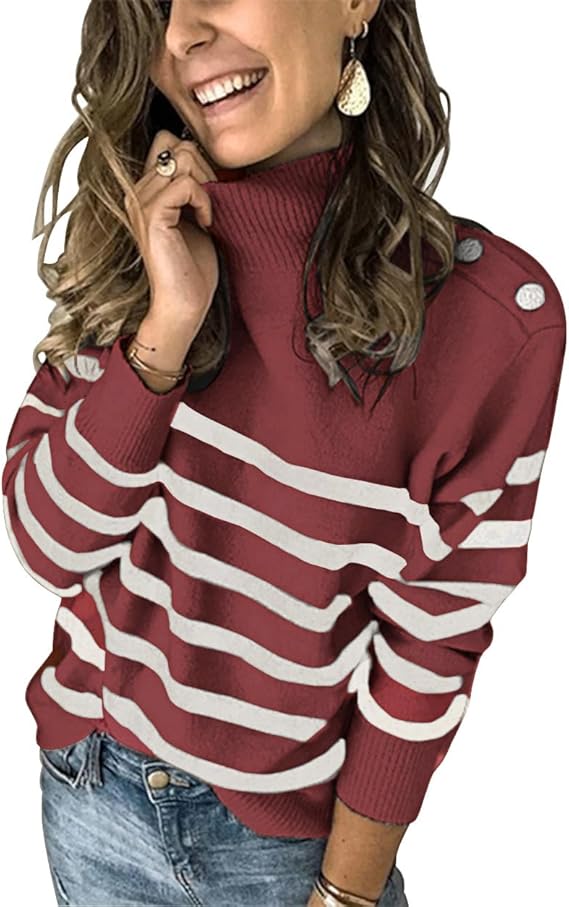 KIRUNDO Women's 2023 Fall Winter Long Sleeve Knit Sweater