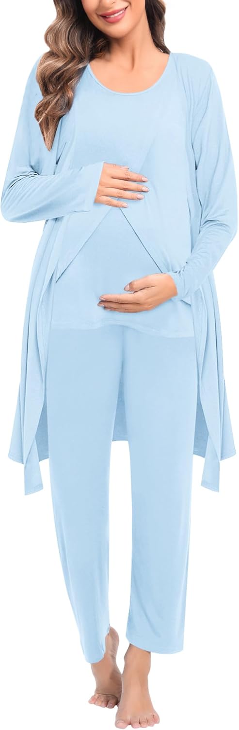 SWOMOG Maternity Nursing Robe Set for Comfortable Breastfeeding