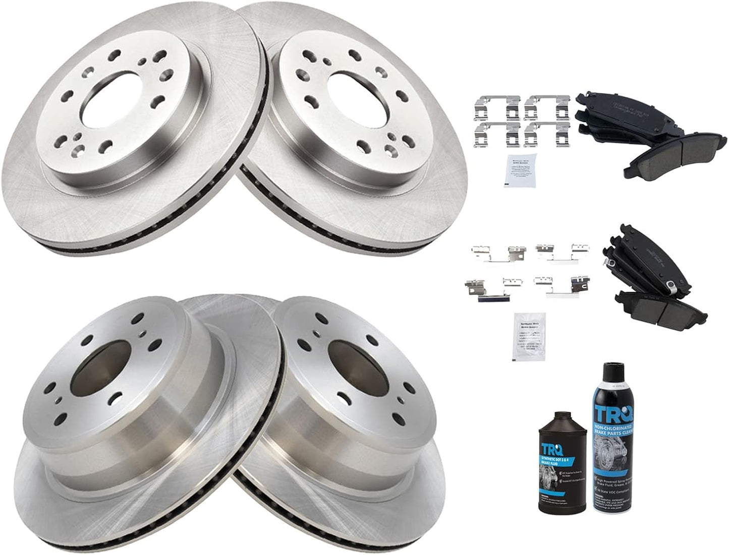 TRQ Front & Rear Brake Pad & Rotor Kit for 15-20 Escalade