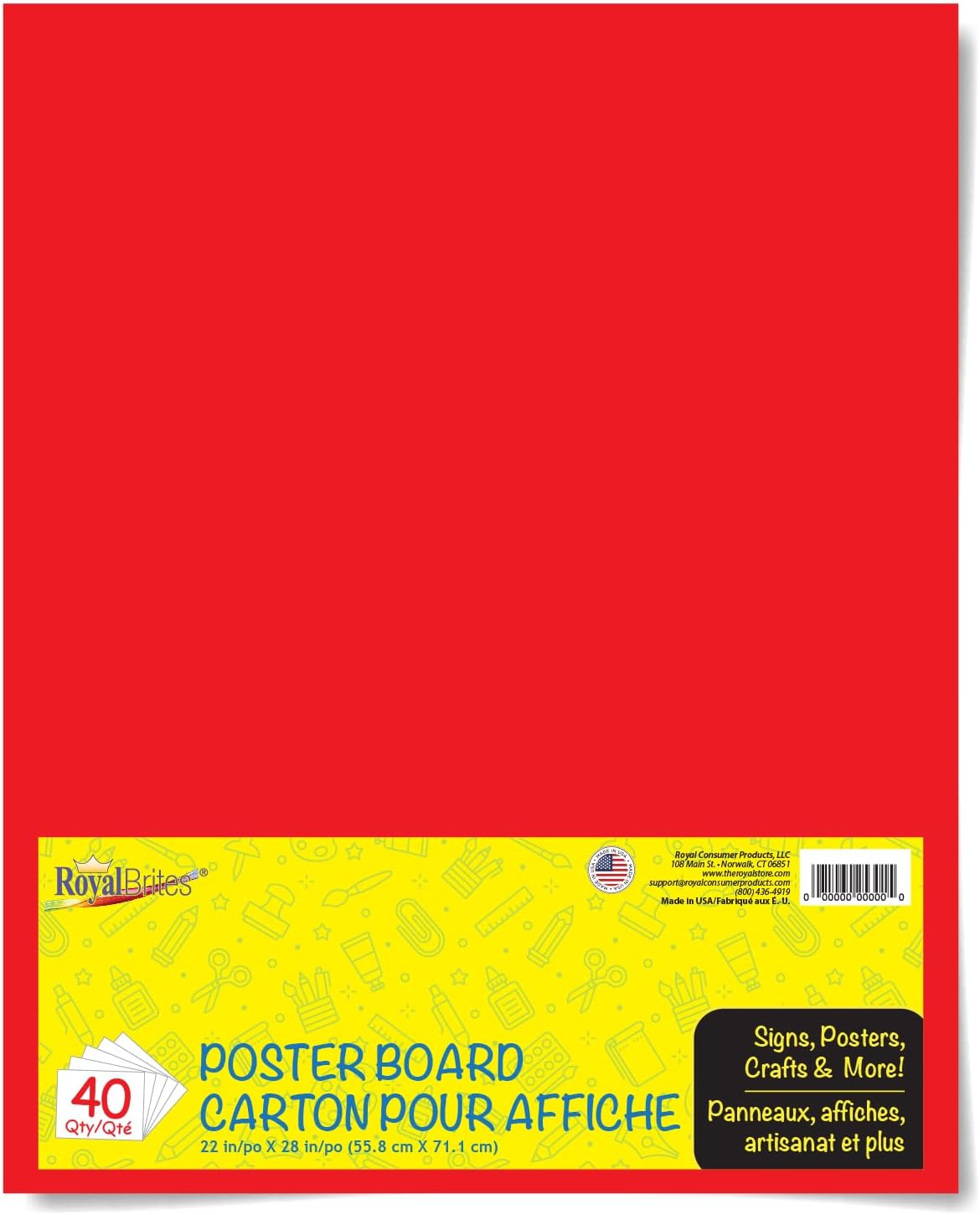 Premium 22x28 Red Poster Board for School Projects and Crafts