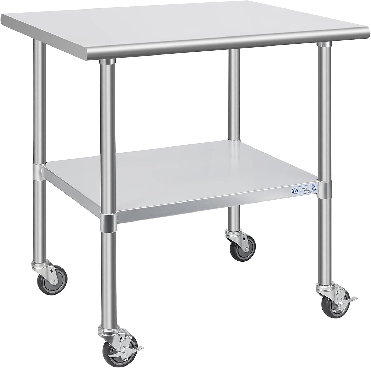 Hally Stainless Steel Table for Prep & Work with Wheels