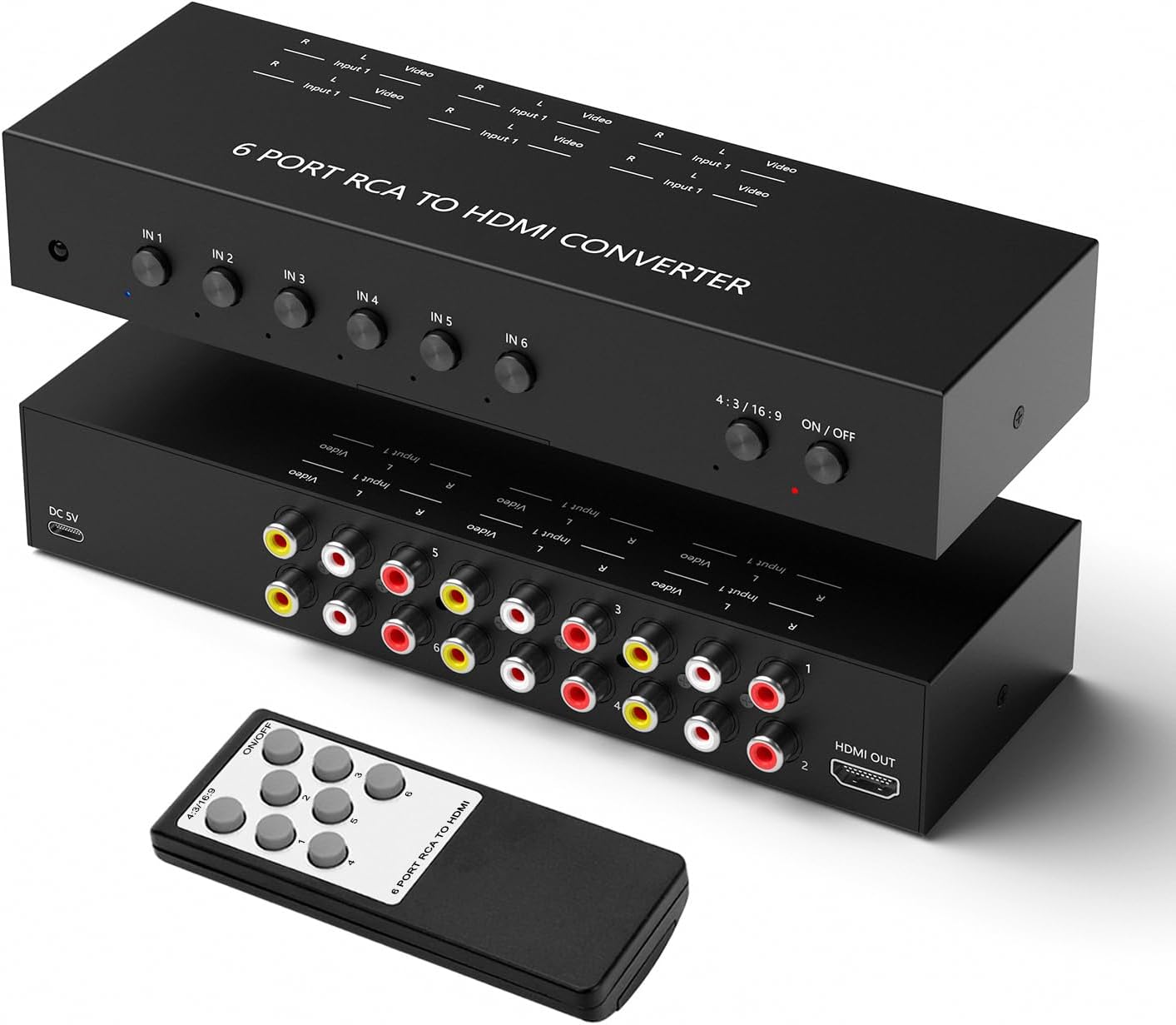 RuiPuo 6Port AV to HDMI Converter for Gaming Consoles