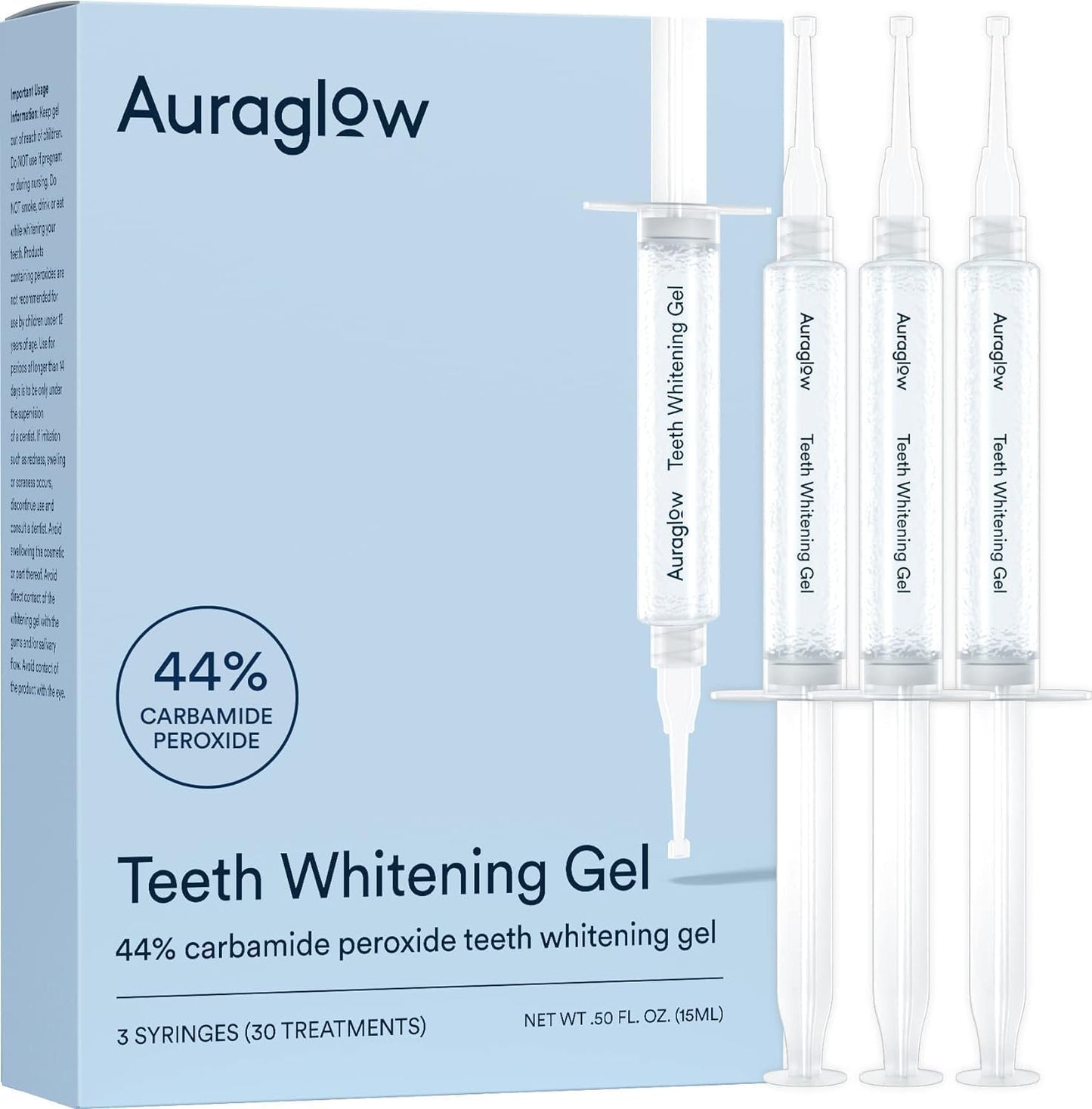 Auraglow 44% Teeth Whitening Gel Syringe Refill Pack Review