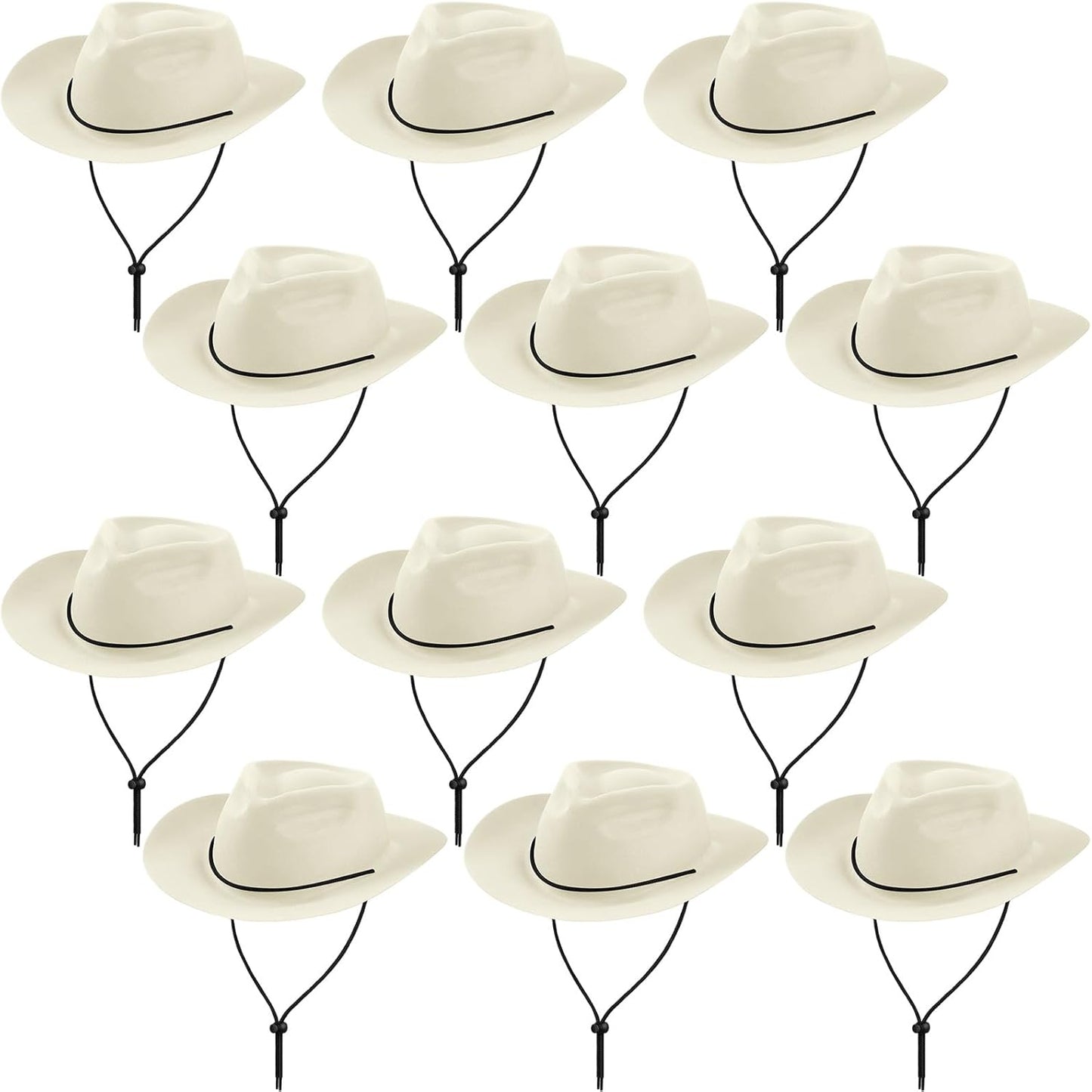12 Pieces Disposable Plastic Cowboy Hat Set for Party Fun
