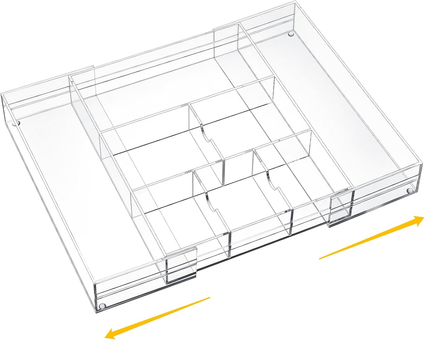 Expandable Acrylic Desk Drawer Organizer with 8 Compartments