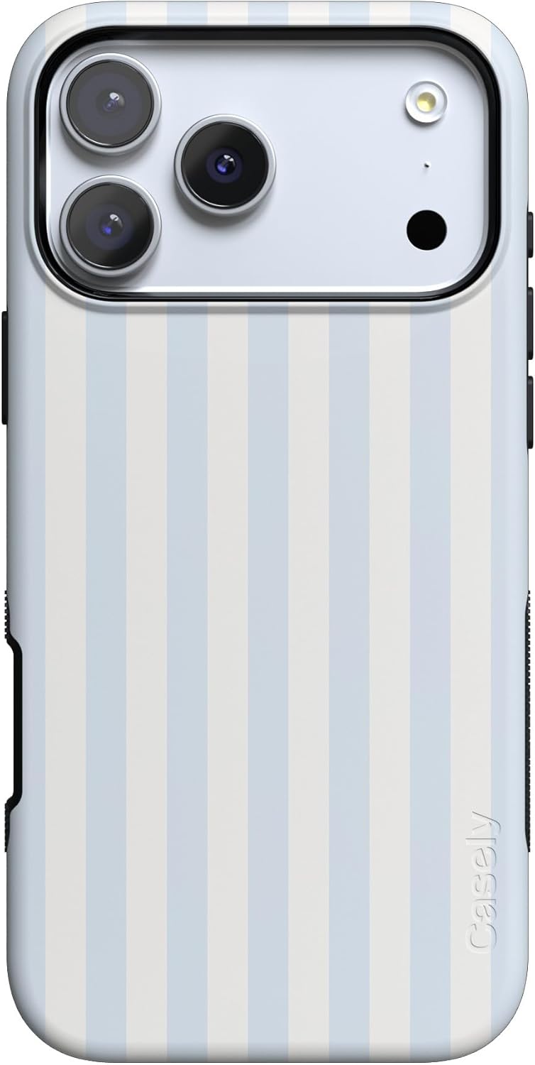 Bold Protective iPhone 17 Pro Max Case with Blue Stripes Design