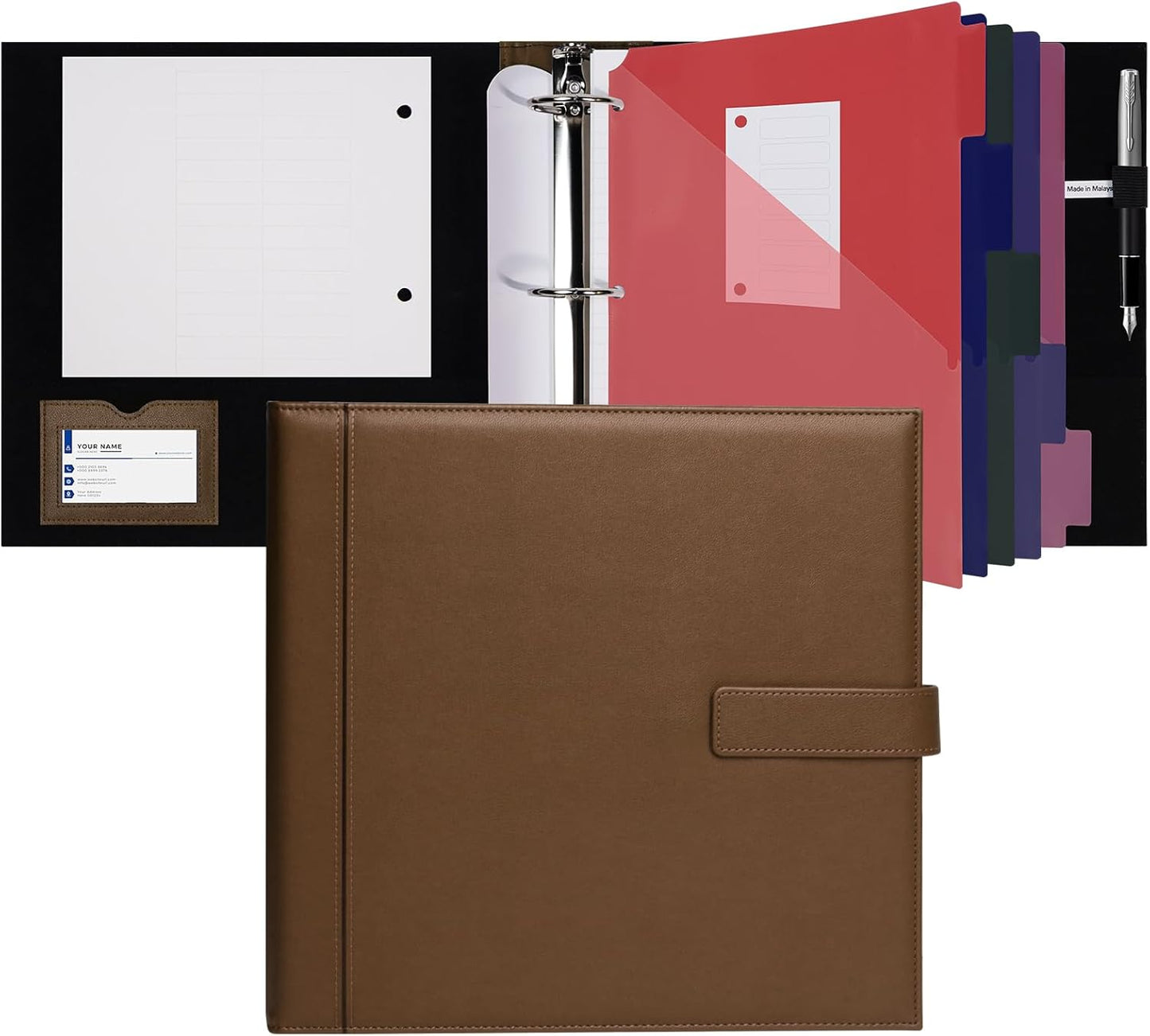 Professional PU Leather 1.5 Inch 3 Ring Binder for Office Use