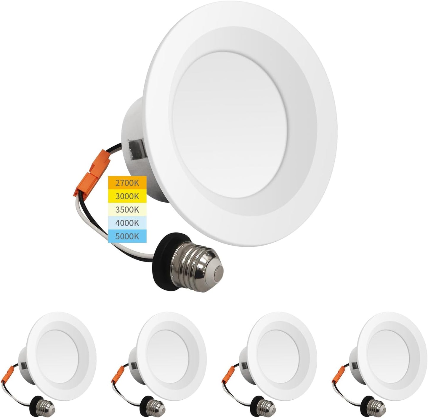 4 Inch LED Recessed Can Lights - 10W Retrofit with 5 Color Options