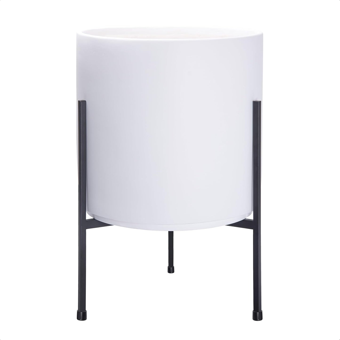 D'vine Dev Modern White Plants Pot Cylinder Planter with Stand
