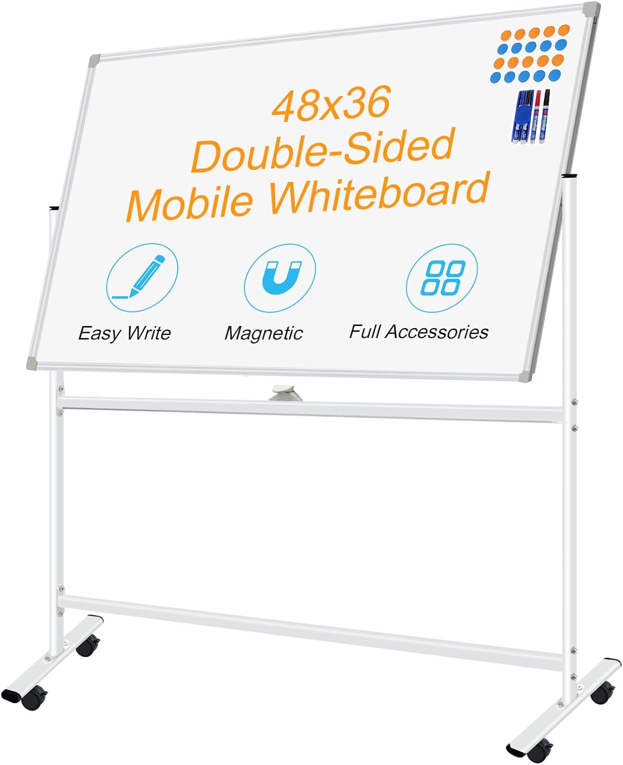 Double-Sided Rolling Whiteboard with Stand for Office Use
