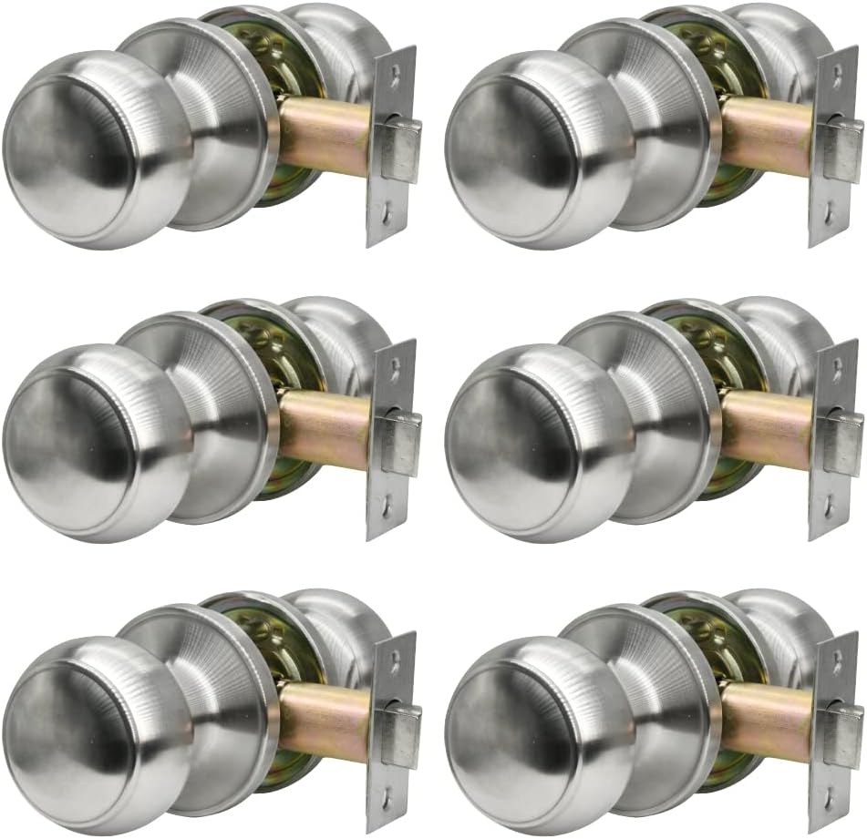 Passage Door Knob Set for Hall and Closet by SUNTAI - 6 Pack
