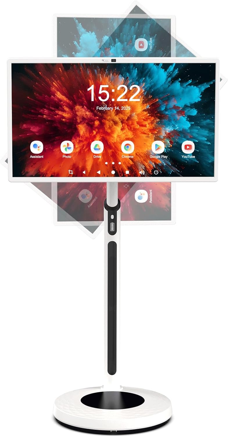 32 Inch Smart Portable TV on Wheels with Touchscreen Monitor