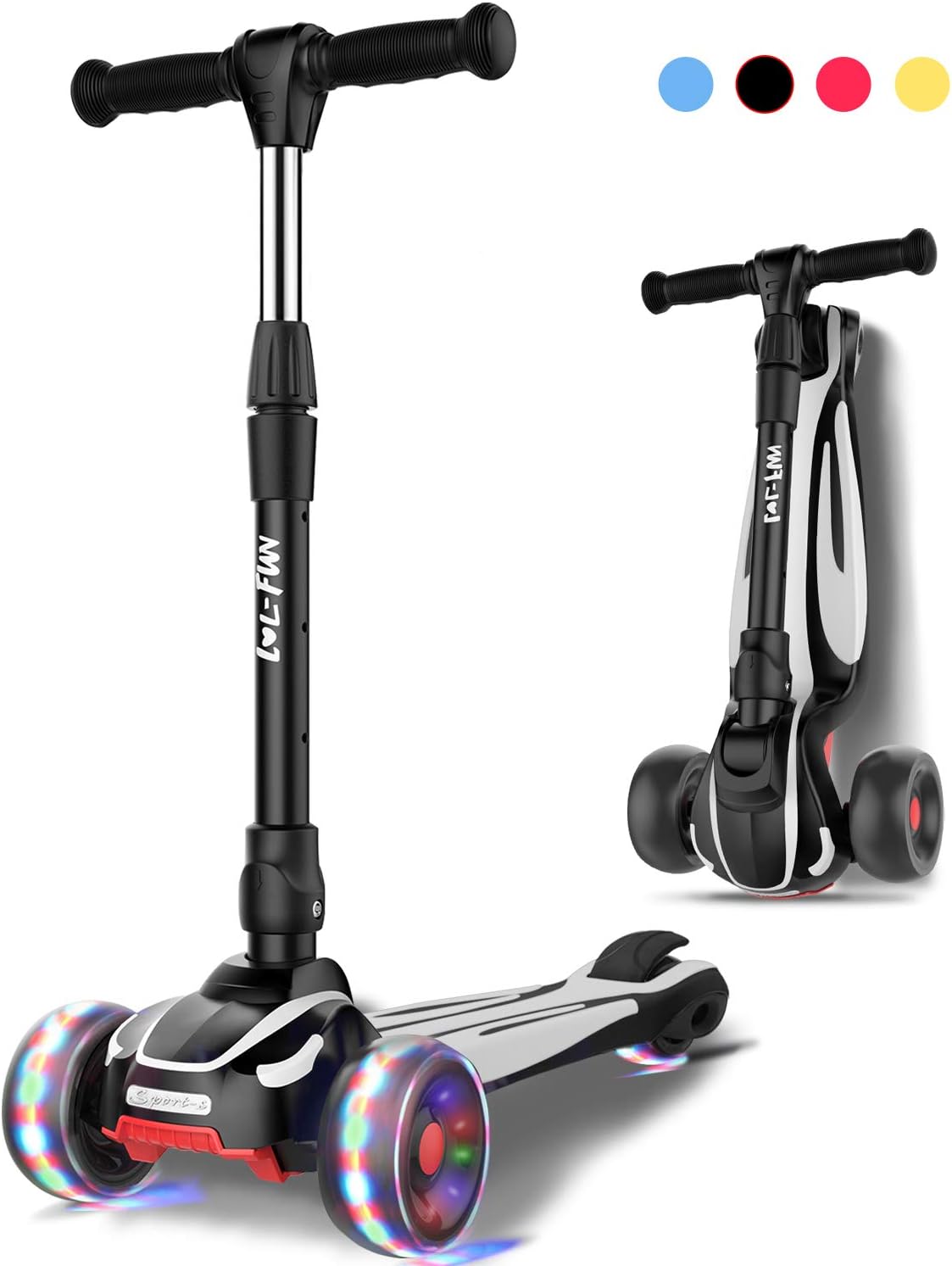 LOL-FUN Toddler Scooter for Kids Ages 3-12 with LED Lights