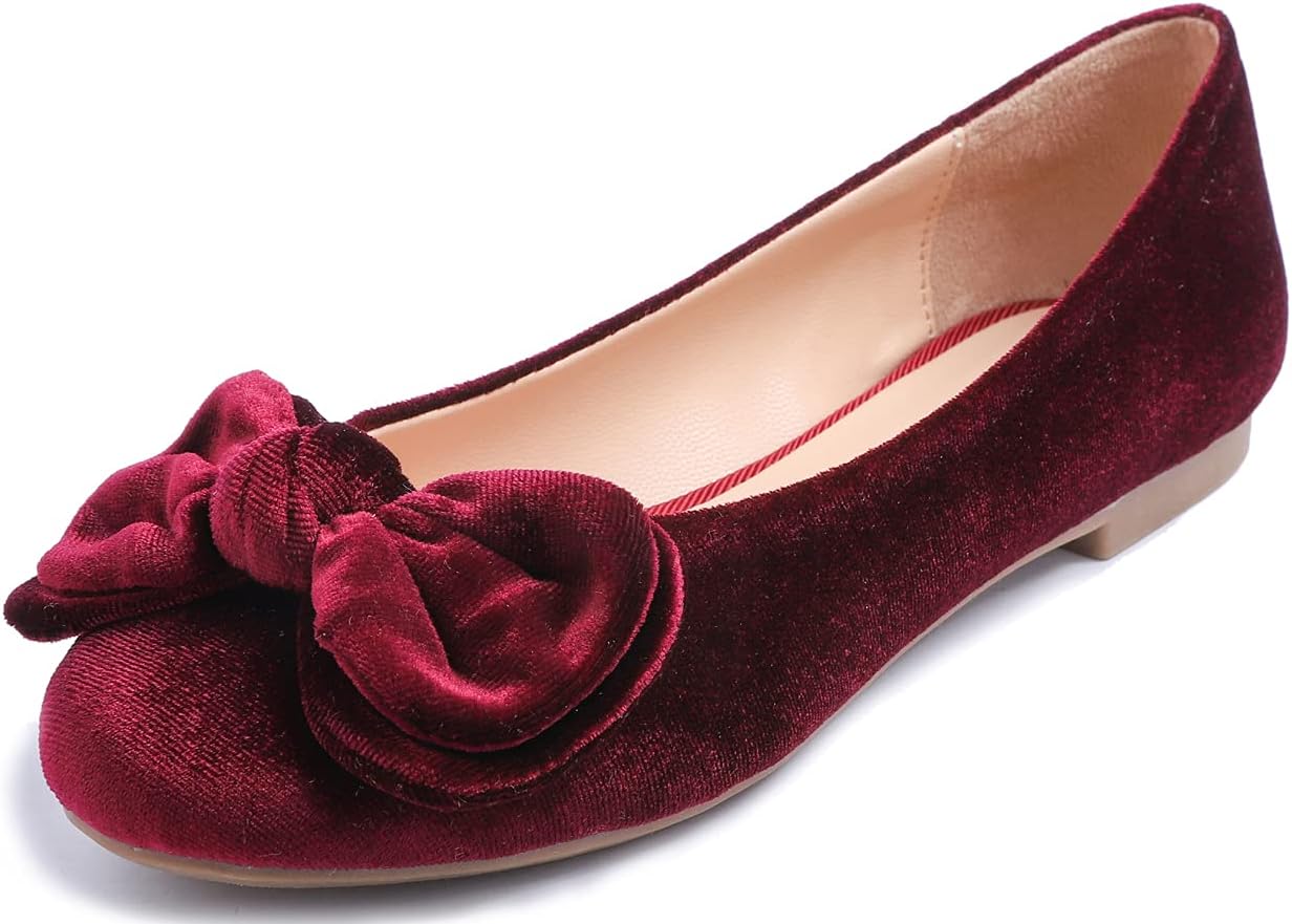 Feversole Women's Round Toe Cute Bow Trim Ballet Flats Review