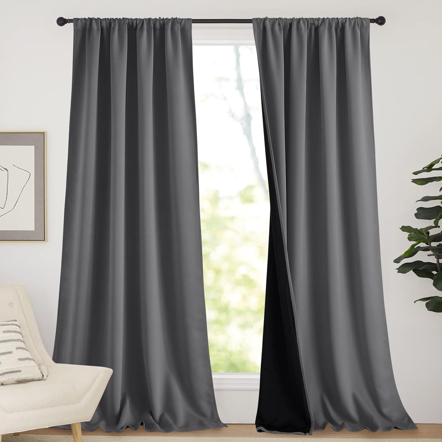 NICETOWN 108 inch Blackout Curtains for Patio Sliding Door
