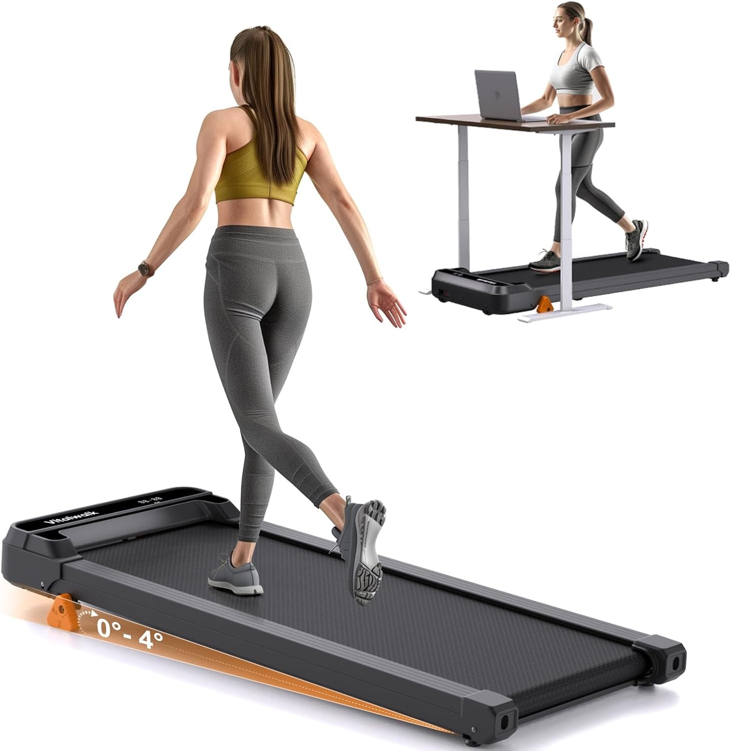 VITALWALK Compact Incline Treadmill - Silent & Space-Saving