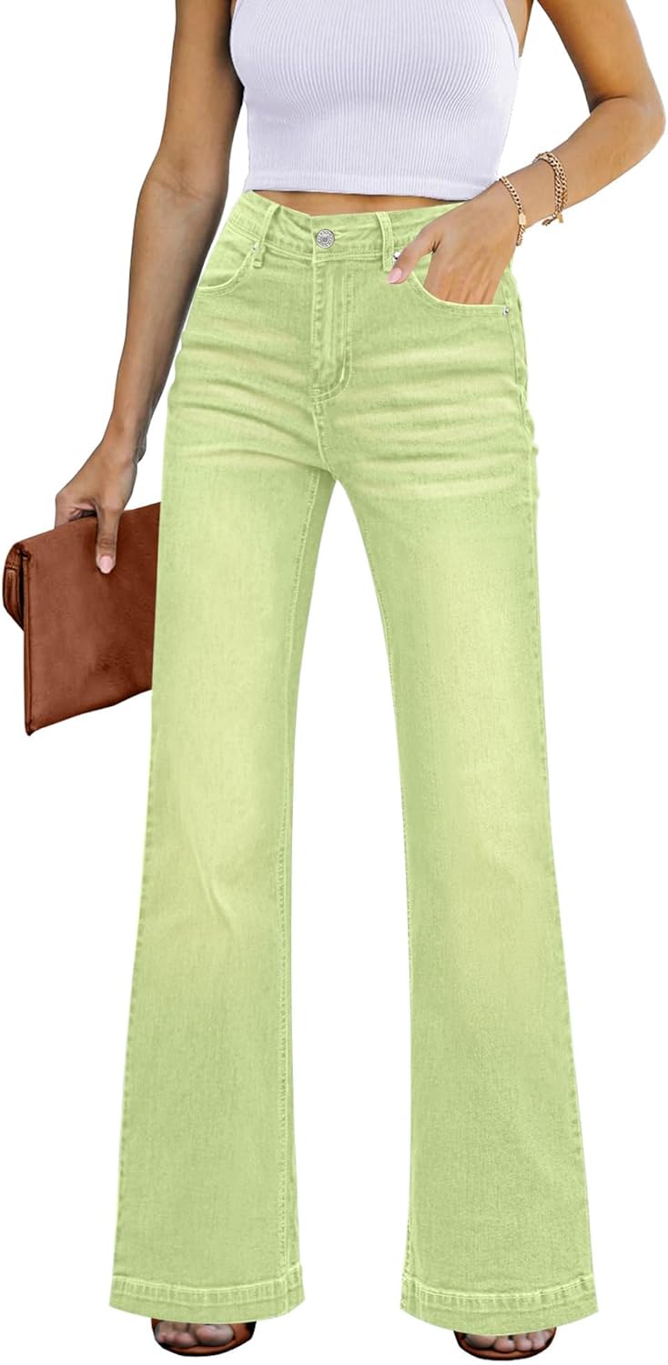 GRAPENT Womens Flare Jeans High Waisted Wide Leg Baggy Jean