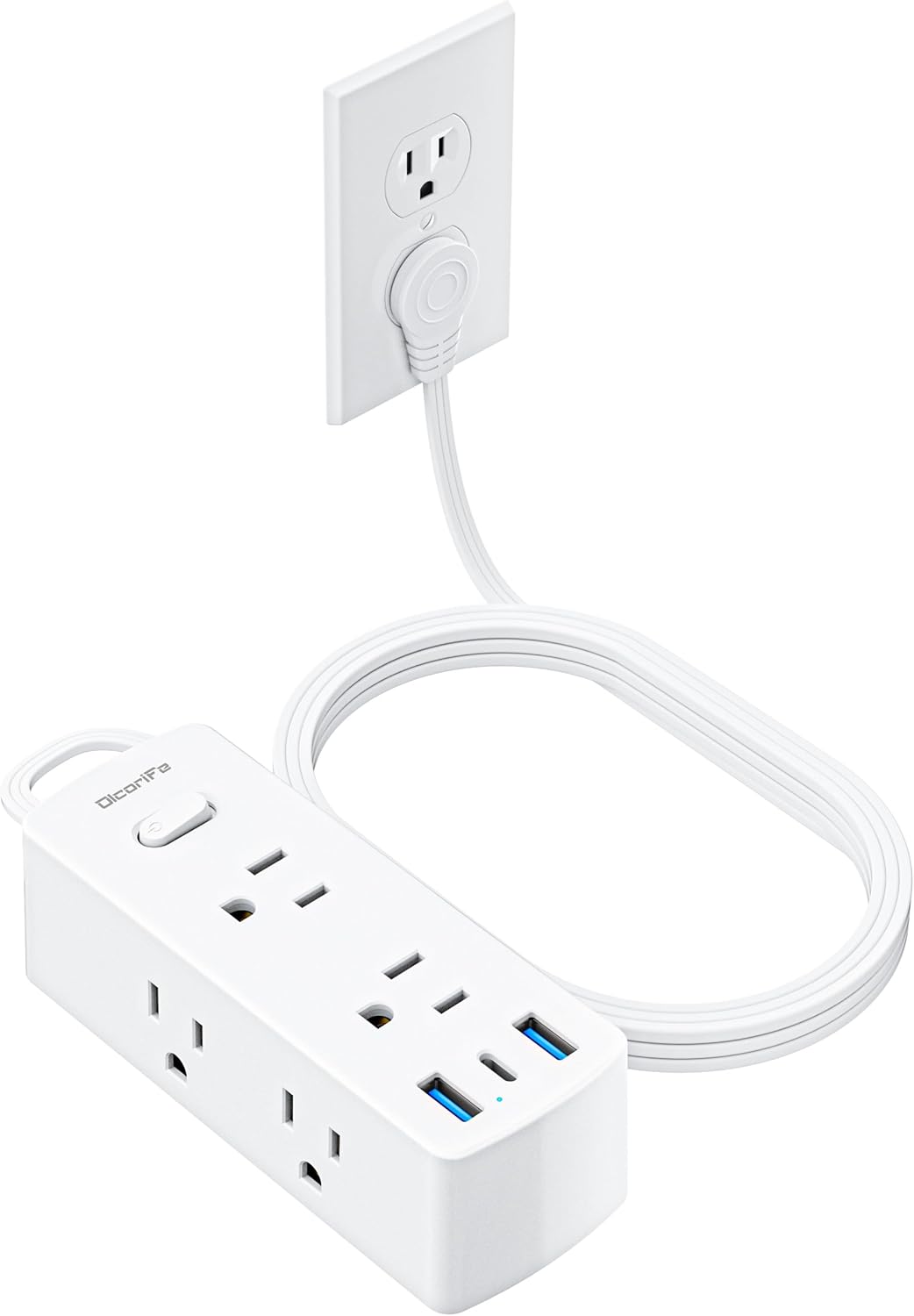 Ultra Thin Surge Protector Power Strip, 6ft Extension Cord with USB Ports